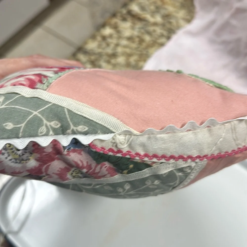 Pillow Vintage Patchwork Rick Rack Pillow with Floral Design